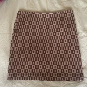 Wool geometric print lined skirt retro metallic